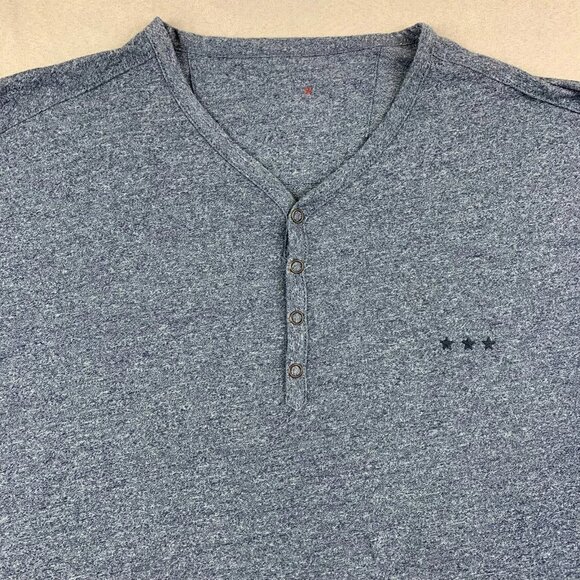 John Varvatos Men Shirt Large Blue Heather Henley Long Sleeve Marled Rock Luxury - Picture 2 of 7